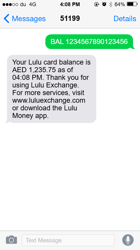 Lulu Balance Check via SMS